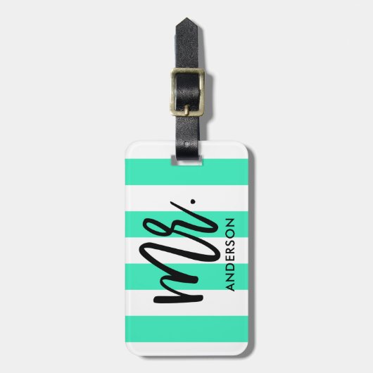 Stijlvolle strepen en typografie bagagelabel (Voorkant verticaal)