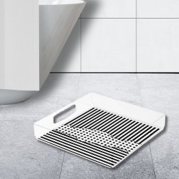 Stijlvolle strepen Net gelaagd zwart & wit Acryl Dienblad