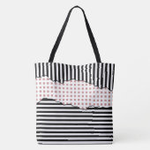 Stijlvolle strepen Net gelaagd zwart, wit en roze Tote Bag (Achterkant)