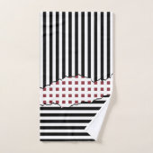 Stijlvolle strepen Net zwart, wit, rood gelaagd Bad Handdoek (Handdoek)
