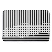 Stijlvolle Strepen Onregelmatige Tegels Zwart & Wi Badmat (Voorkant)