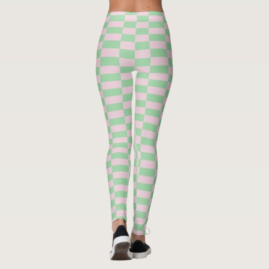 Stijlvolle strepen patroon roze groen leggings (Achterkant)