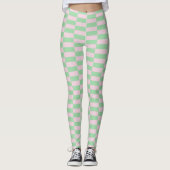 Stijlvolle strepen patroon roze groen leggings (Voorkant)