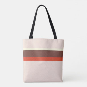 Stijlvolle strepen roombruin op pastelroze tote bag