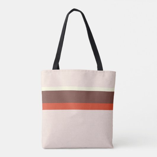 Stijlvolle strepen roombruin op pastelroze tote bag (Achterkant)