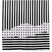 Stijlvolle Strepen Tegels Zwart Wit Paarse Lagen Douchegordijn (Voorkant)