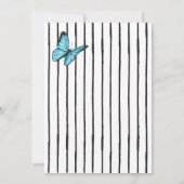 Stijlvolle strepen zwart wit. Vlinders bruiloft Kaart (Achterkant)