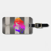 Stijlvolle streping - Meisje Silhouette, speciaal  Bagagelabel (Voorkant horizontaal)