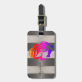 Stijlvolle streping - Meisje Silhouette, speciaal  Bagagelabel (Voorkant verticaal)