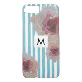Stijlvolle Striped Boho Chic Monogramed Floral iPhone 8/7 Hoesje