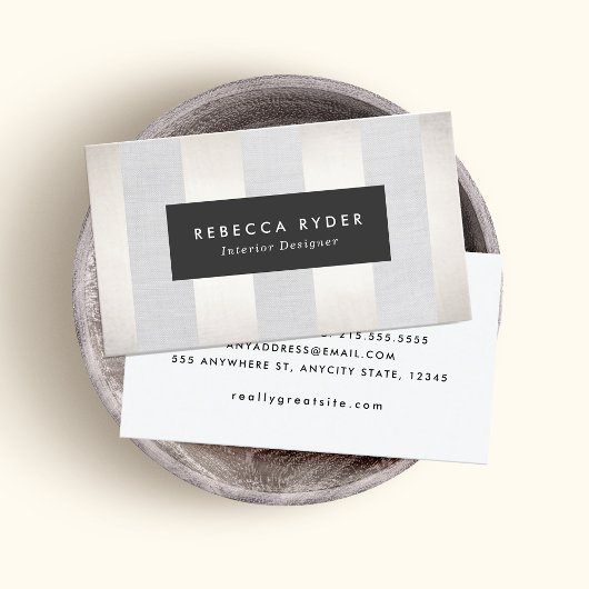 Stijlvolle striped Faux Gold en Linen Professional Visitekaartje
