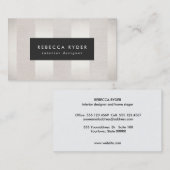 Stijlvolle striped Faux Silver en Linen Beige Visitekaartje (Voorkant / Achterkant)