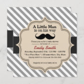 Stijlvolle Stripes Mustache Little Man Baby shower Kaart (Voorkant / Achterkant)