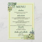 Stijlvolle Succulente Bruiloft Menu (Voorkant)