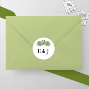 Stijlvolle Succulente Bruiloft Ronde Sticker