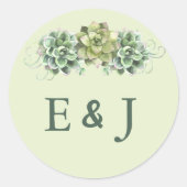 Stijlvolle Succulente Bruiloft Ronde Sticker (Voorkant)