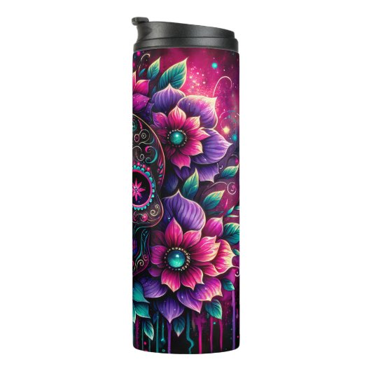 Stijlvolle suikerschedel thermosbeker (Geroteerd rechts)