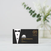 Stijlvolle Suit Black Cloth Texture Modern Butler Visitekaartje (Staand voorkant)