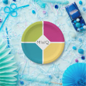 Stijlvolle SUMMER COLORS Quadrants Monogram Papieren Bordje (Feest)