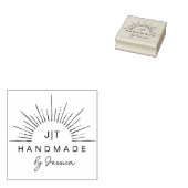 Stijlvolle Sunrays Custom Name Elegant Handgemaakt Rubberstempel (Gestempeld)