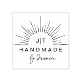 Stijlvolle Sunrays Custom Name Elegant Handgemaakt Rubberstempel (Afrduk)