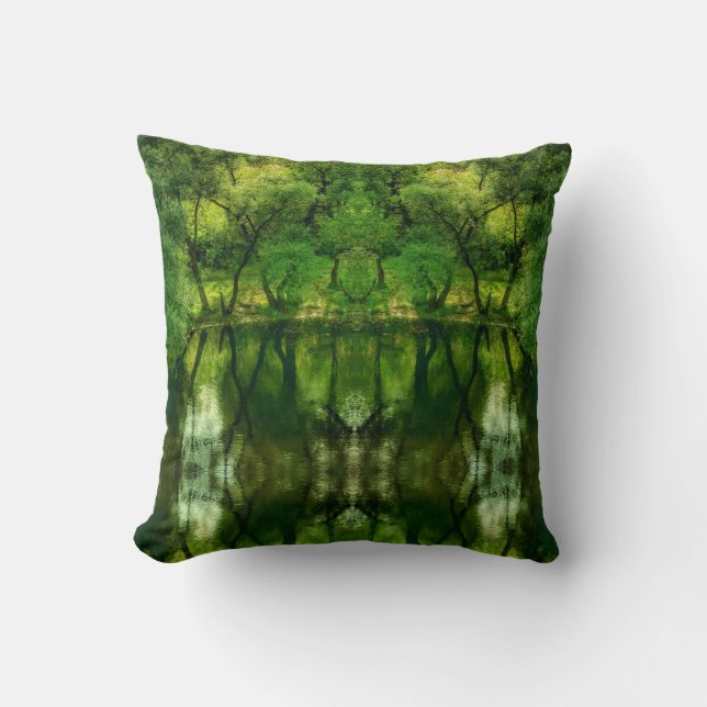 Stijlvolle Super Green Tree Reflections Pillow Kussen (Voorkant)