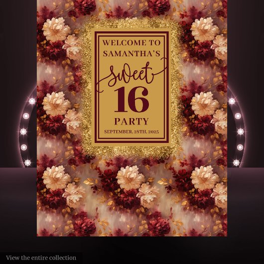 Stijlvolle Sweet 16 Blush Bourgogne Gold Tapestry Wandkleed