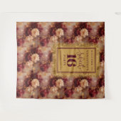 Stijlvolle Sweet 16 Blush Bourgogne Gold Tapestry Wandkleed (Voorkant (horizontaal))