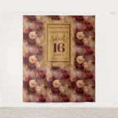 Stijlvolle Sweet 16 Blush Bourgogne Gold Tapestry Wandkleed (Voorkant)