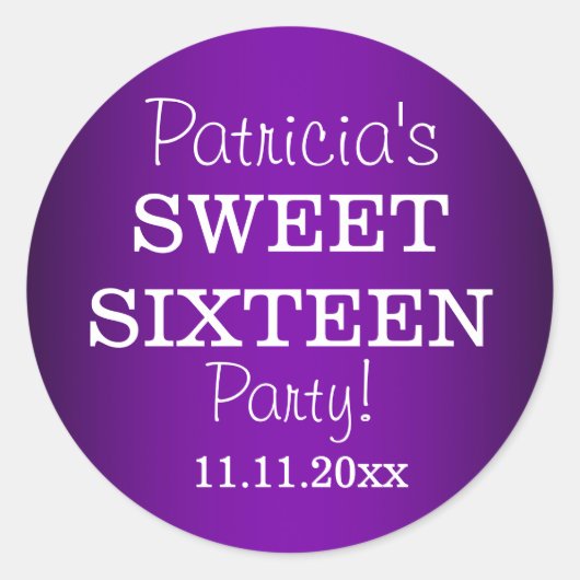 Stijlvolle Sweet 16 Party Stickers : Metallic Paar (Voorkant)