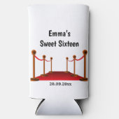 Stijlvolle Sweet 16 Red Carpet Confetti Verjaardag Seltzer Blikjeskoeler (Voorkant)