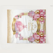 Stijlvolle Sweet 16 Tapestry Pink Gold Glitter Bal Wandkleed (Voorkant (horizontaal))