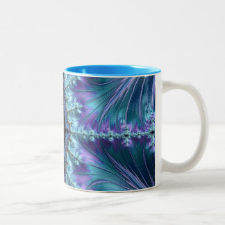 Stijlvolle Swirl Flourish Fractal Abstracte Aqua A Tweekleurige Koffiemok