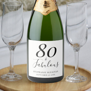 Stijlvolle Tachtig En Fabulous 80ste Verjaardagsfe Sparkling Wijnetiket