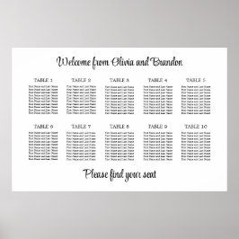 Stijlvolle tafel huwelijks zitplaats poster