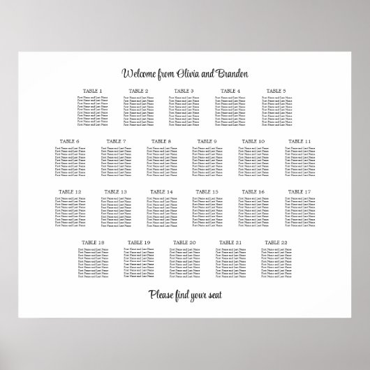 Stijlvolle tafel trouw zitplaats poster 22 (Voorkant)