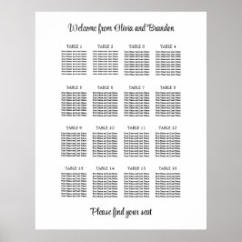 Stijlvolle tafelindeling poster voor 16 tafels voo