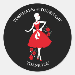 Stijlvolle Tailor Dressmaker zwart Ronde Sticker