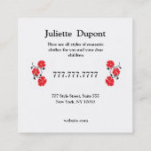 Stijlvolle Tailor Dressmaker zwart Vierkante Visitekaartje (Achterkant)