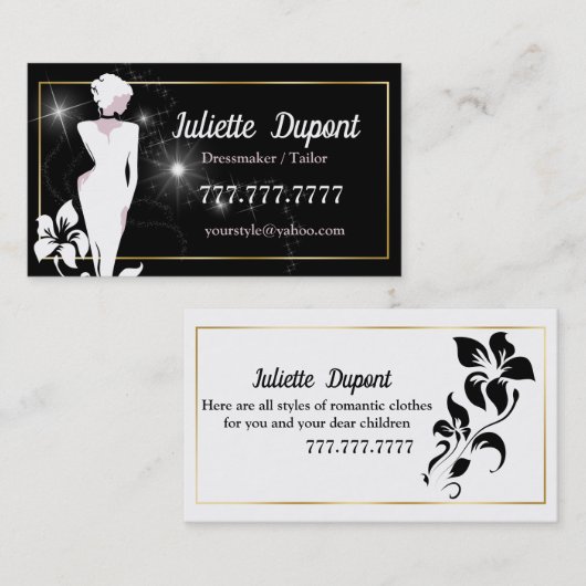 Stijlvolle Tailor Dressmaker zwart Visitekaartje (Voorkant / Achterkant)