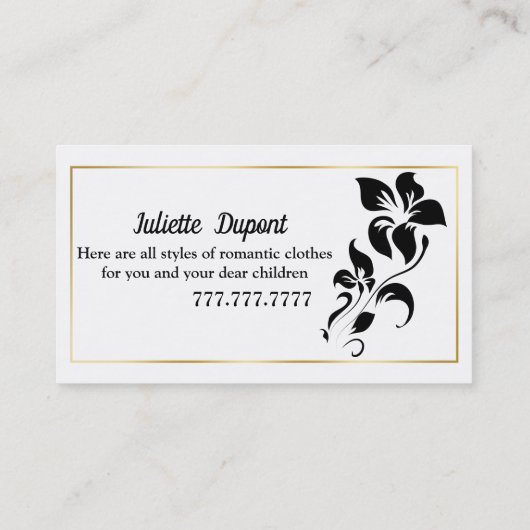 Stijlvolle Tailor Dressmaker zwart Visitekaartje (Achterkant)