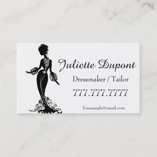 Stijlvolle Tailor Dressmaker zwart Visitekaartje (Voorkant)