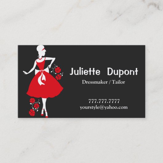 Stijlvolle Tailor Dressmaker zwart Visitekaartje (Voorkant)