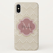 Stijlvolle Tan Arched Scallops Mauve Monogram Naam Case-Mate iPhone Case (Achterkant)