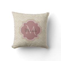 Stijlvolle Tan Arched Scallops Mauve Monogram Naam