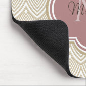 Stijlvolle Tan Arched Scallops Mauve Monogram Naam Muismat (Hoek)