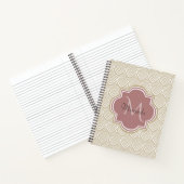 Stijlvolle Tan Arched Scallops Mauve Monogram Naam Notitieboek (Binnen)