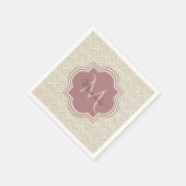 Stijlvolle Tan Arched Scallops Mauve Monogram Naam Servetten (Hoek)