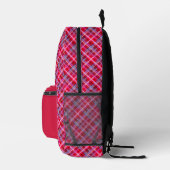 Stijlvolle Tartan Plaid Patroon Monogrammed Rood Bedrukte Rugzak (Rechts)