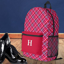 Stijlvolle Tartan Plaid Patroon Monogrammed Rood